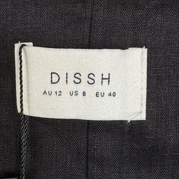 Dissh Banks Black 100% Linen Fully Lined Covered Button Minimalist Vest Size 8 - Picture 10 of 15